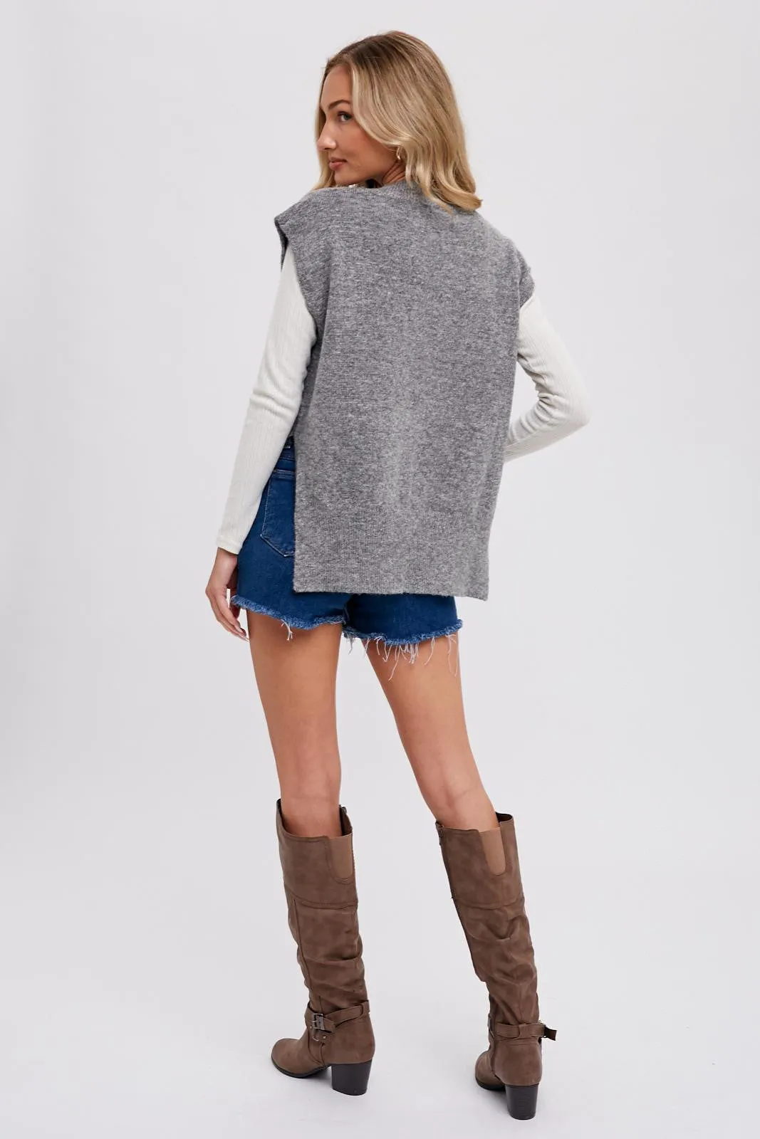Grey Oversized Knit Vest sold by Pinkblush product image thumbnail 5