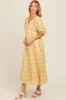 Yellow Floral V-Neck Tiered Midi Dress sold by Pinkblush