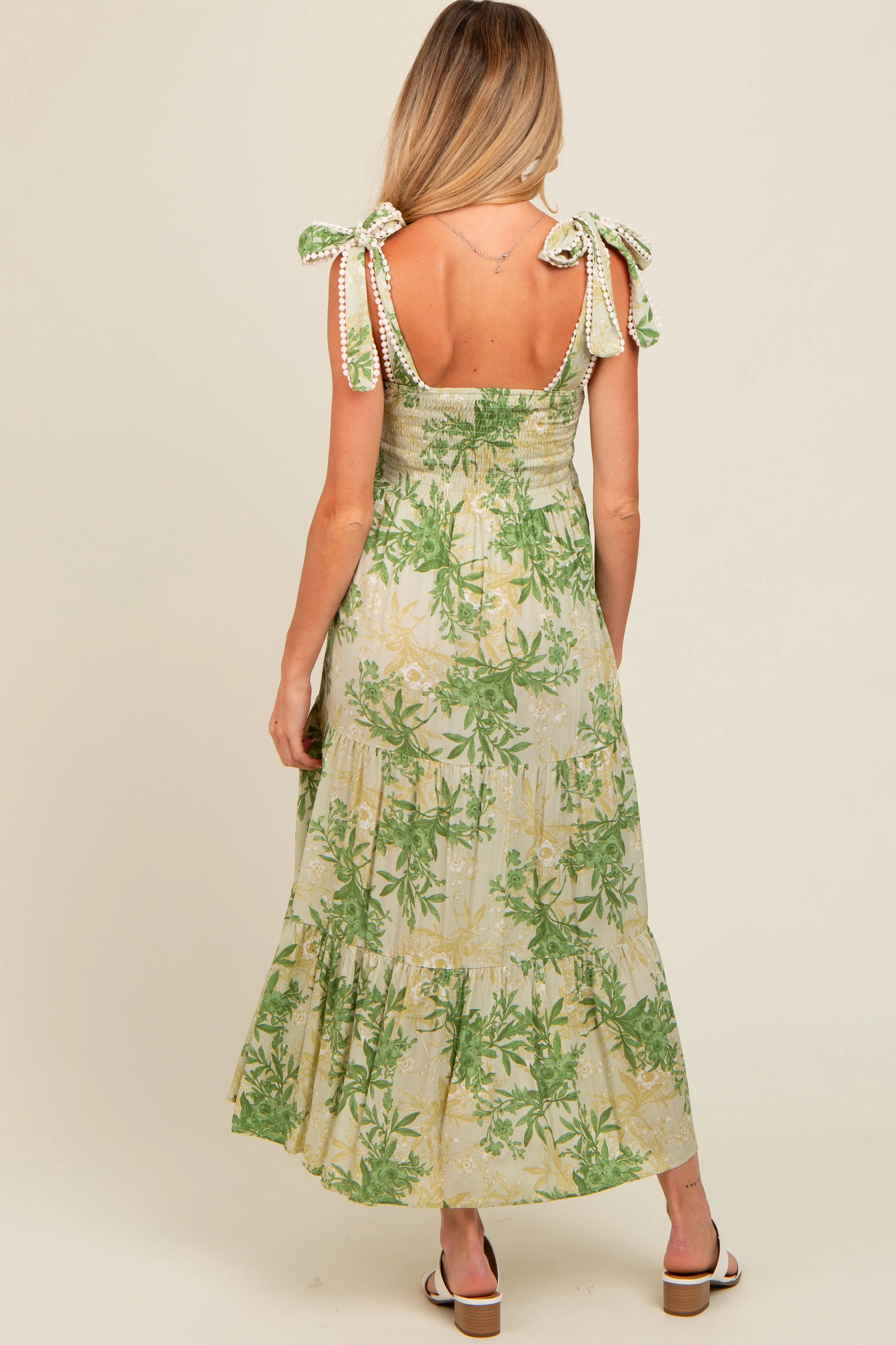 Green Crochet Trim Floral Maternity Maxi Dress sold by Pinkblush product image thumbnail 3