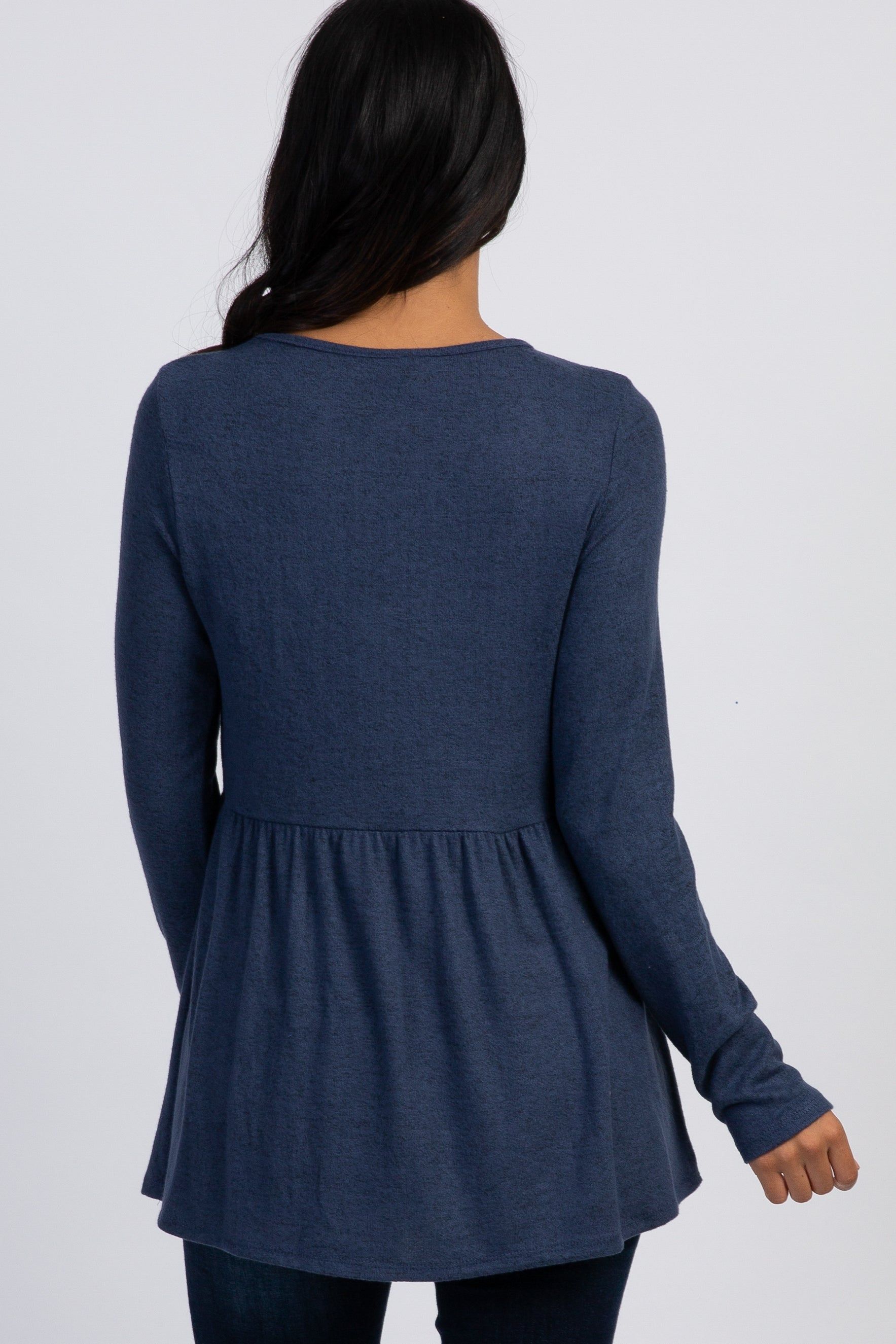 PinkBlush Navy Soft Knit Peplum Top sold by Pinkblush product image thumbnail 4