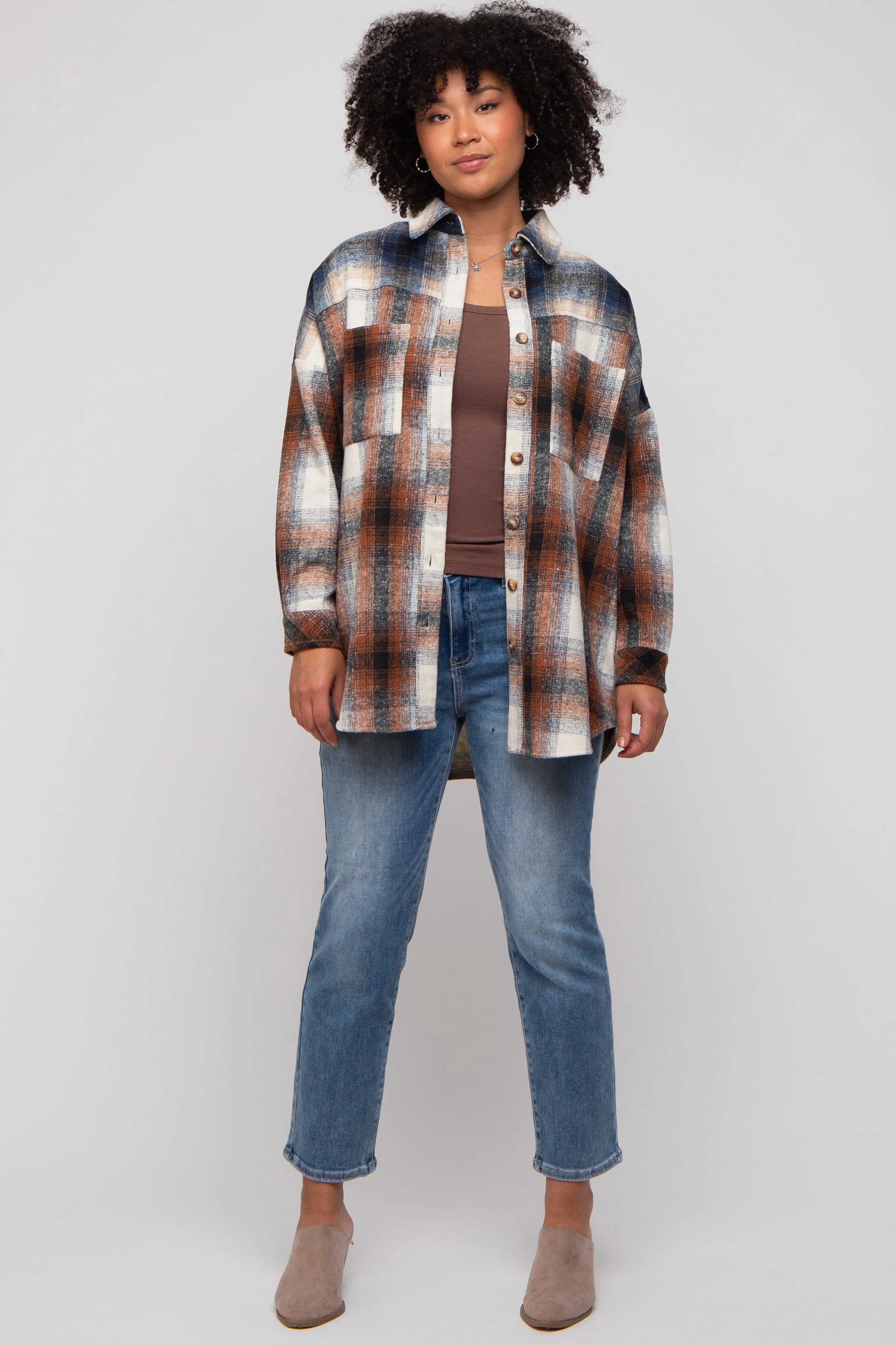 Rust Plaid Button Down Flannel sold by Pinkblush product image thumbnail 4