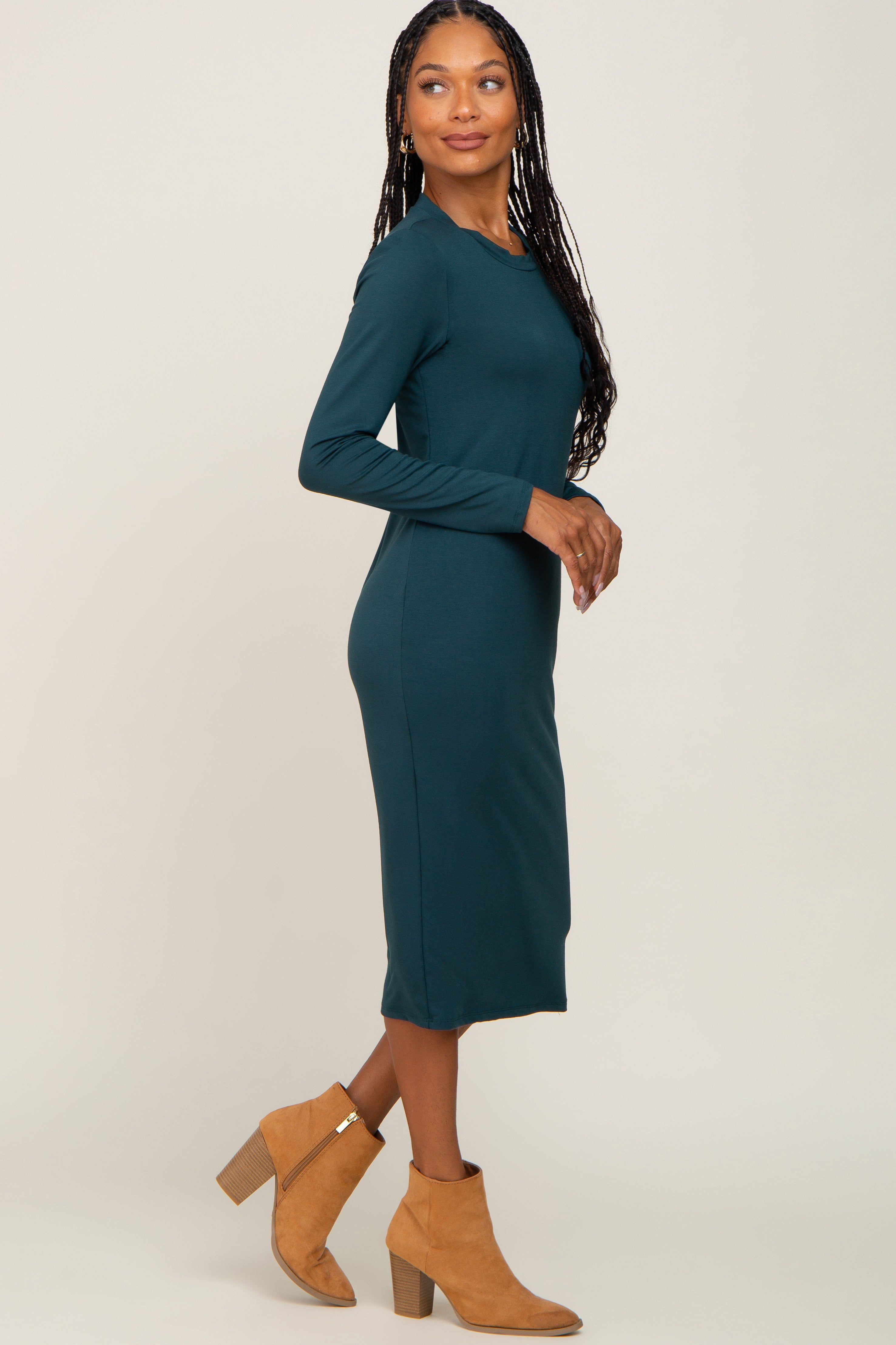 Forest Green Basic Midi Dress sold by Pinkblush product image thumbnail 2