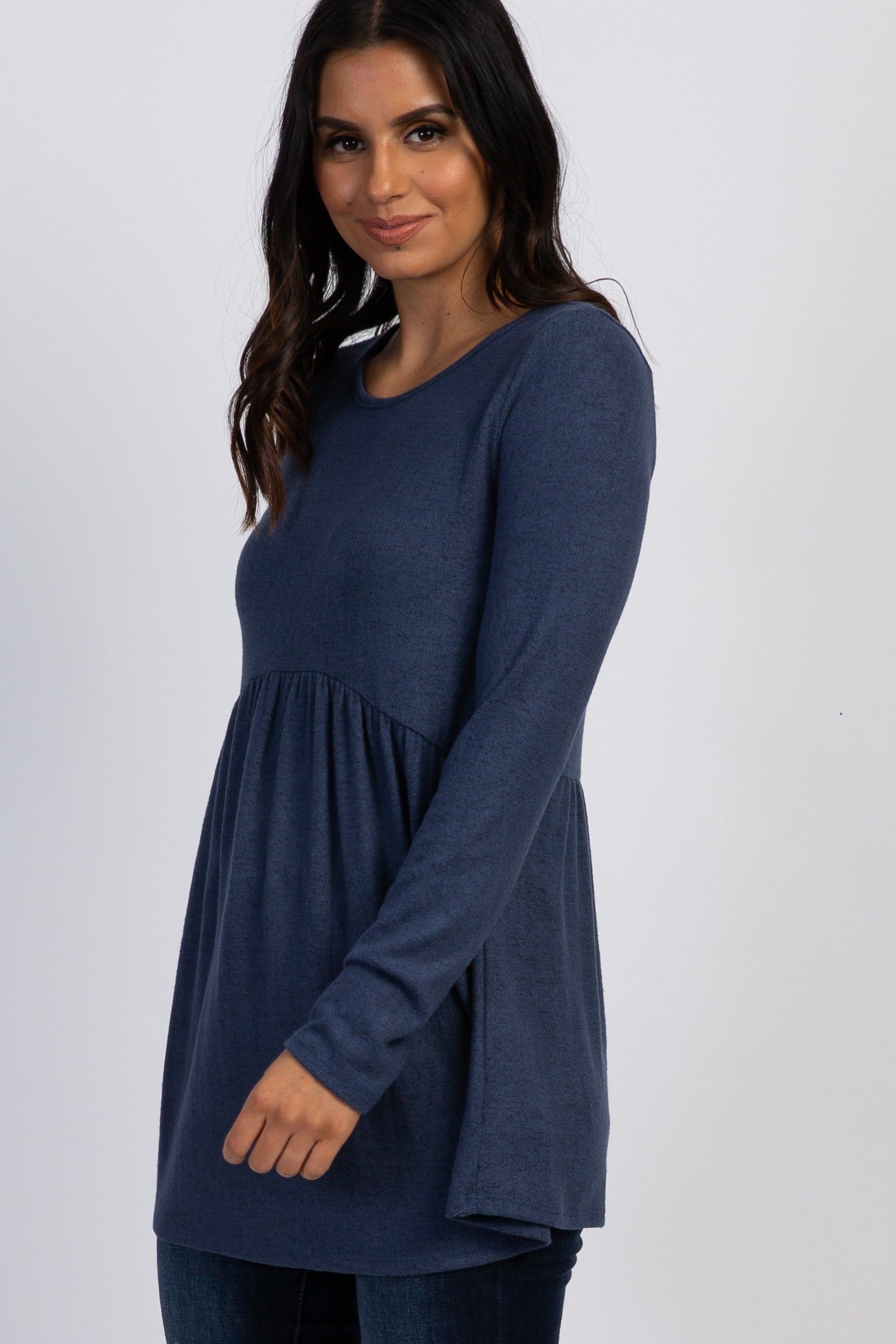 PinkBlush Navy Soft Knit Peplum Top sold by Pinkblush product image thumbnail 3