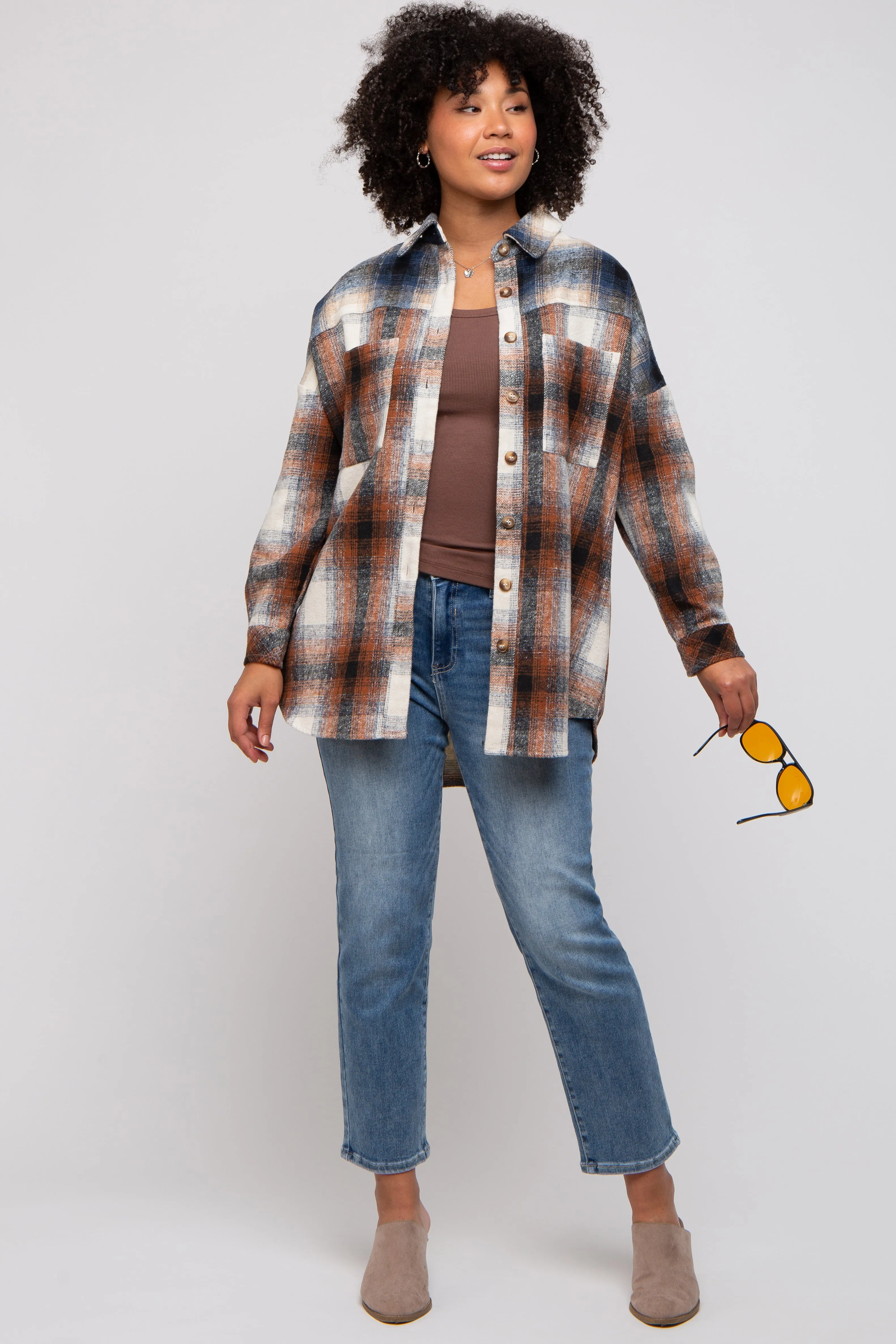 Rust Plaid Button Down Flannel sold by Pinkblush product image thumbnail 5