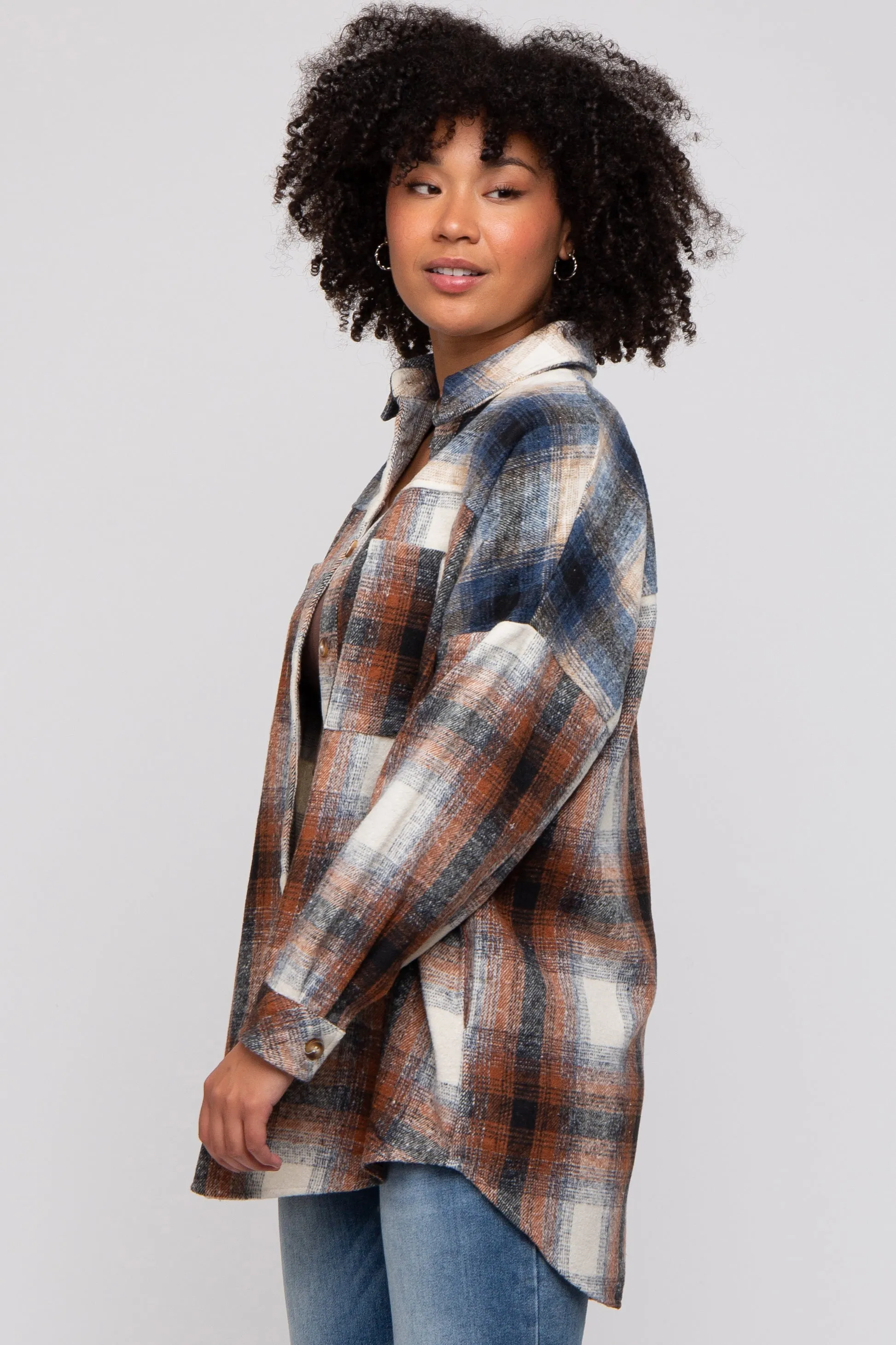 Rust Plaid Button Down Flannel sold by Pinkblush product image thumbnail 2