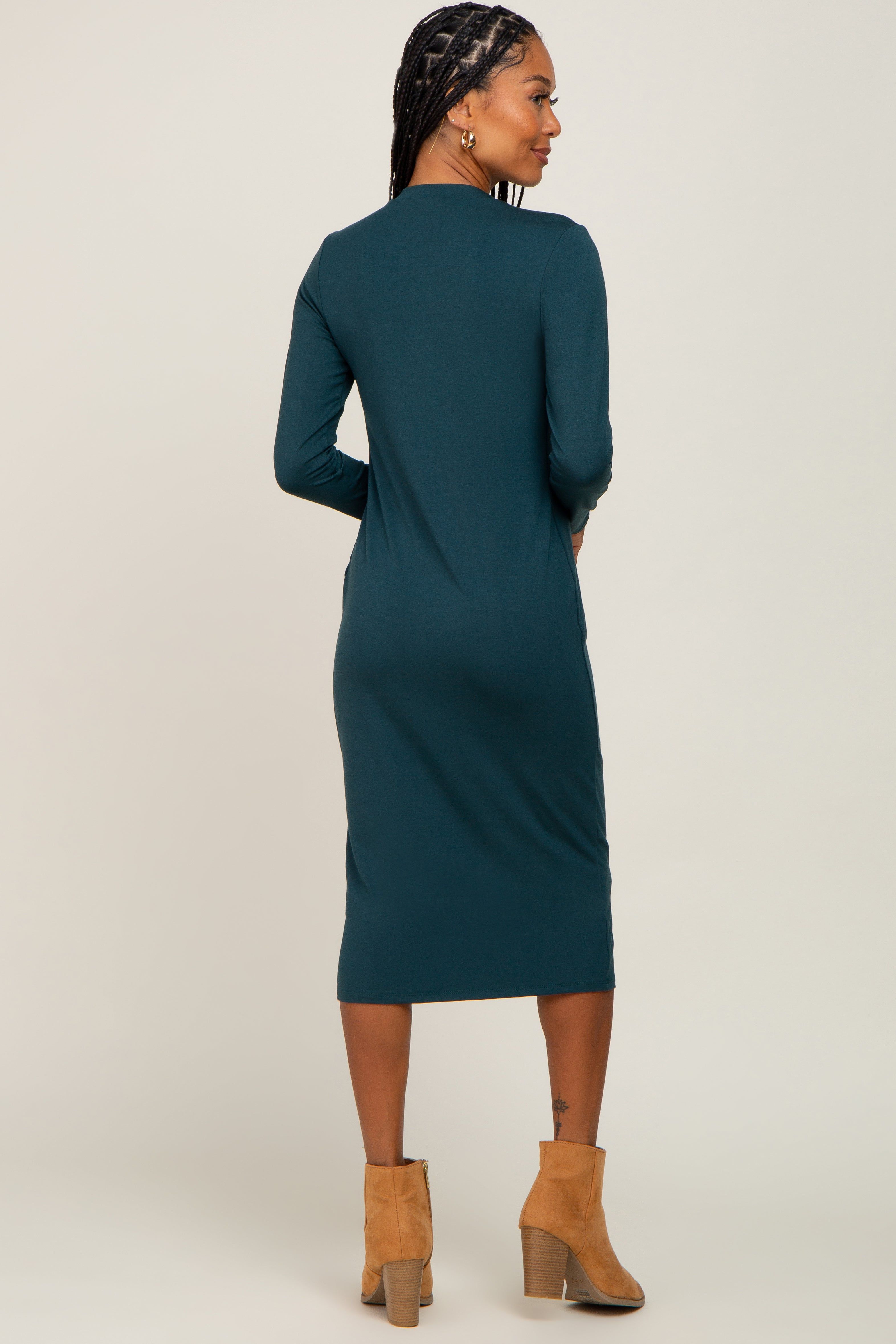 Forest Green Basic Midi Dress sold by Pinkblush product image thumbnail 3