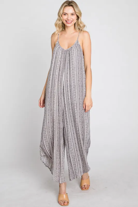 Brown Printed Asymmetrical Jumpsuit made by Pinkblush