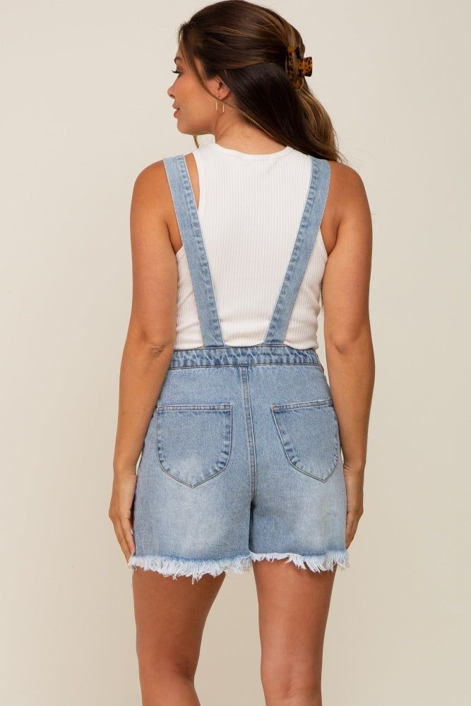 Blue Distressed Maternity Short Overalls sold by Pinkblush product image thumbnail 3