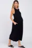 Black Wide Leg Crop Maternity Jumpsuit sold by Pinkblush