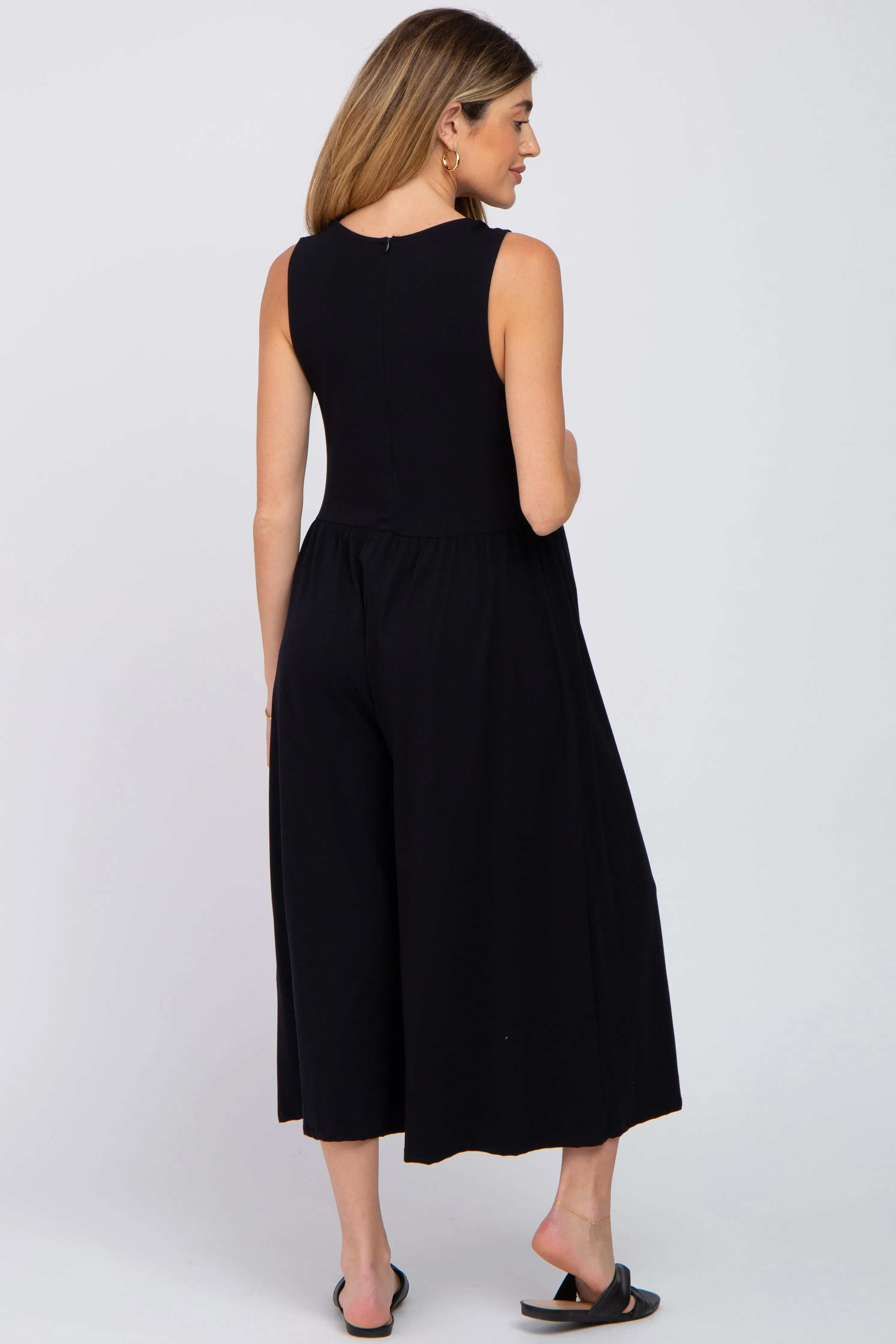 Black Wide Leg Crop Maternity Jumpsuit sold by Pinkblush product image thumbnail 3