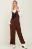 Brown Sleeveless Pocketed Wide Leg Maternity Jumpsuit sold by Pinkblush