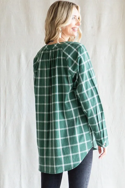 Green Plaid Button Down Long Sleeve Top sold by Pinkblush product image thumbnail 3