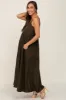 Olive Tiered Sleeveless Maternity Maxi Dress sold by Pinkblush