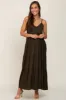Olive Tiered Sleeveless Maternity Maxi Dress sold by Pinkblush