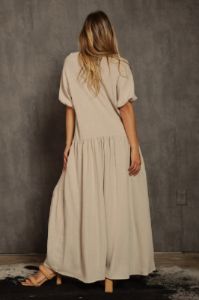 Natural Linen Tiered Dress sold by Pinkblush