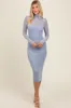 Blue Mesh Overlay Fitted Midi Dress sold by Pinkblush