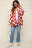 Rust Checkered Print Oversized Maternity Cardigan sold by Pinkblush