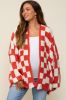 Rust Checkered Print Oversized Maternity Cardigan sold by Pinkblush