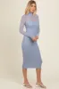 Blue Mesh Overlay Fitted Midi Dress sold by Pinkblush
