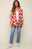 Rust Checkered Print Oversized Maternity Cardigan sold by Pinkblush