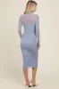 Blue Mesh Overlay Fitted Midi Dress sold by Pinkblush