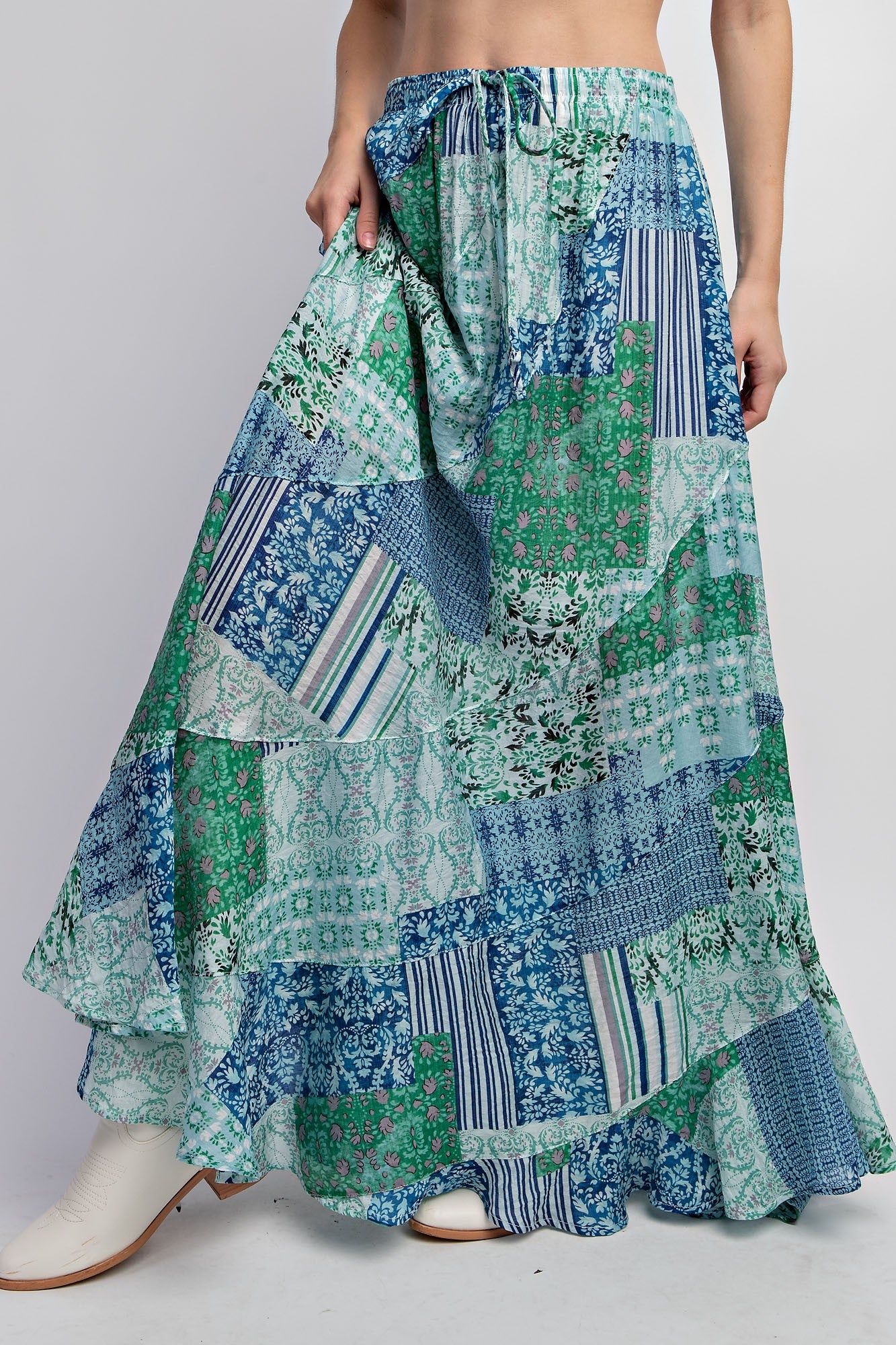 Green Printed Maxi Woven Skirt sold by Pinkblush product image thumbnail 2