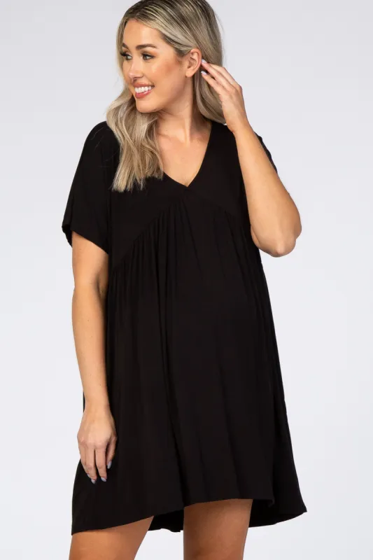 Black V-Neck Dolman Maternity Dress sold by Pinkblush