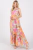 Pink Floral Shoulder Tie Empire Maternity Maxi Dress sold by Pinkblush