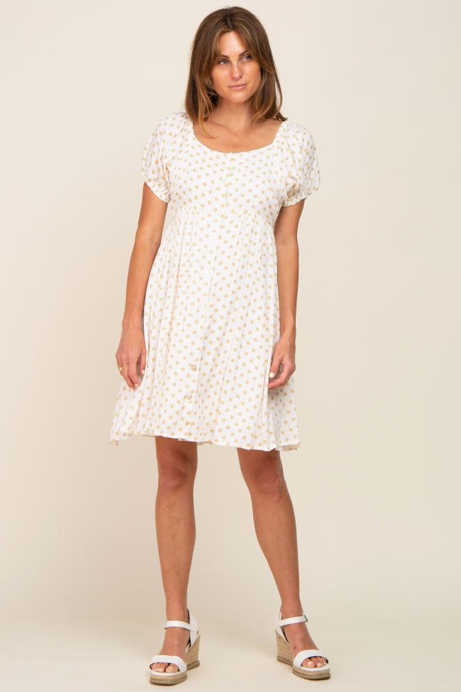 Yellow Floral Dotted Button Front Dress sold by Pinkblush product image thumbnail 4