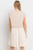Oatmeal Contrast Pleated Mini Dress sold by Pinkblush