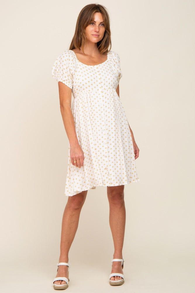 Yellow Floral Dotted Button Front Dress sold by Pinkblush product image thumbnail 5