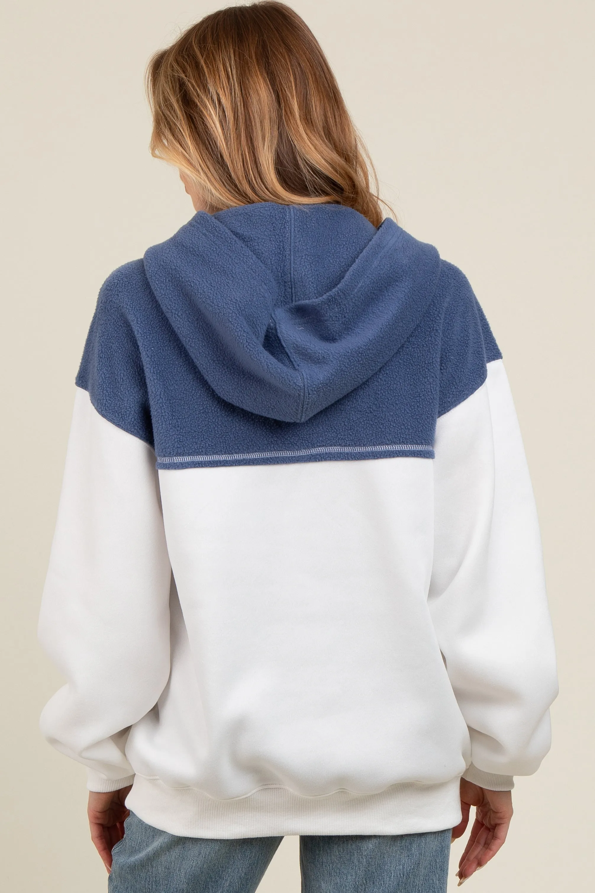 White Colorblock Front Pocket Maternity Hoodie sold by Pinkblush product image thumbnail 4