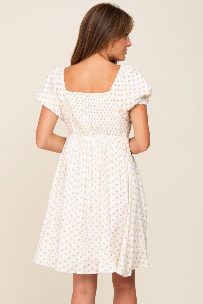 Yellow Floral Dotted Button Front Dress sold by Pinkblush product image thumbnail 3