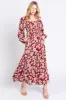 Burgundy Floral Long Sleeve Maternity Maxi Dress sold by Pinkblush