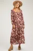 Burgundy Floral Long Sleeve Maternity Maxi Dress sold by Pinkblush