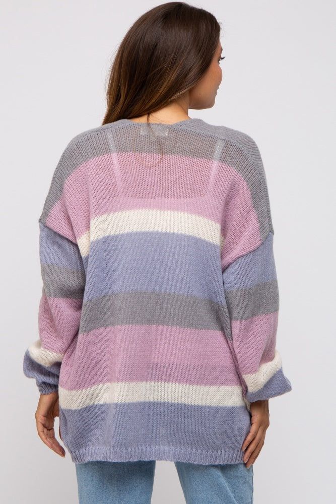Multi-Color Striped Open Knit Maternity Cardigan sold by Pinkblush product image thumbnail 4
