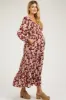 Burgundy Floral Long Sleeve Maternity Maxi Dress sold by Pinkblush