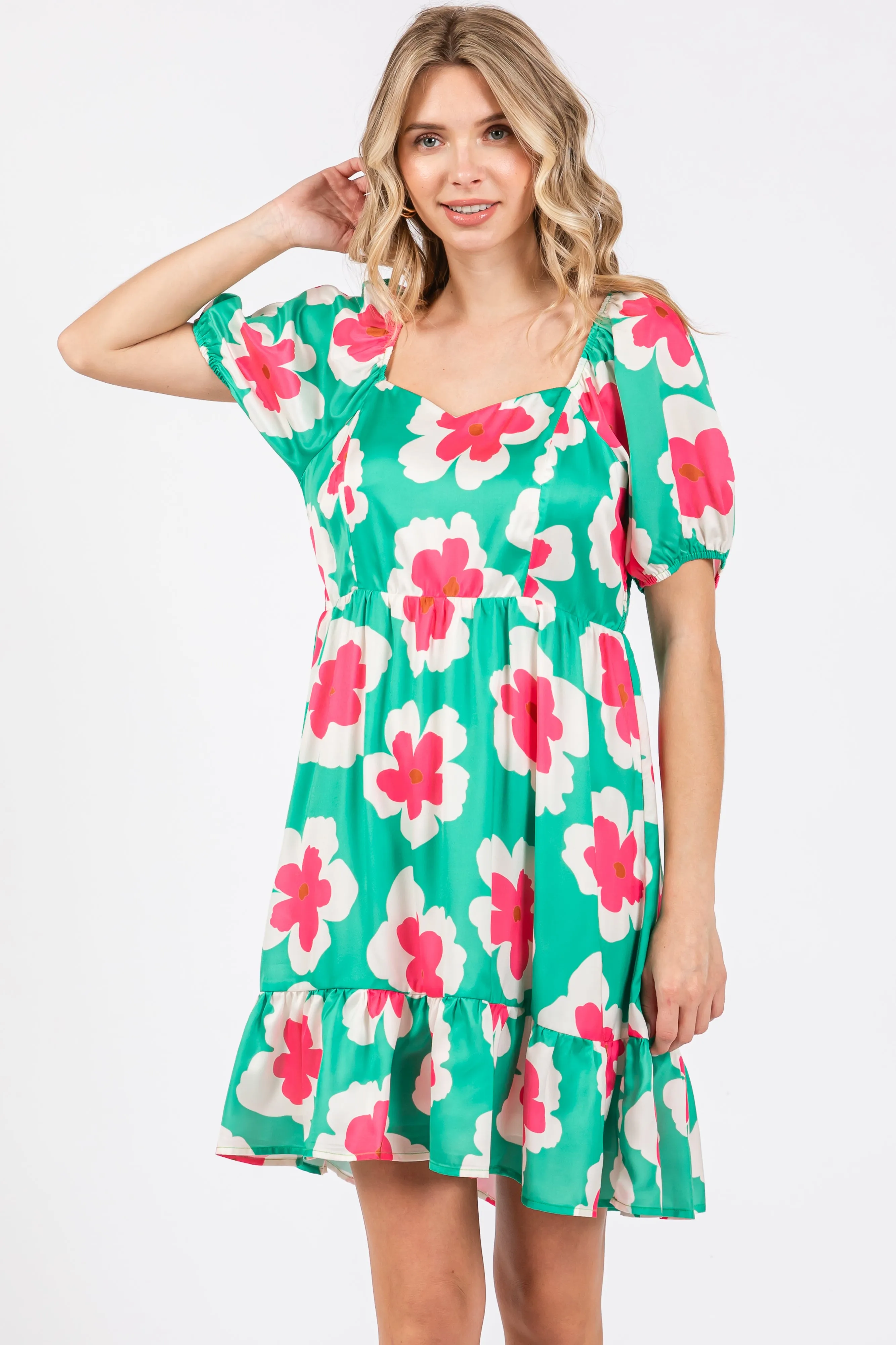 Green Floral Ruffle Hem Dress sold by Pinkblush product image thumbnail 2