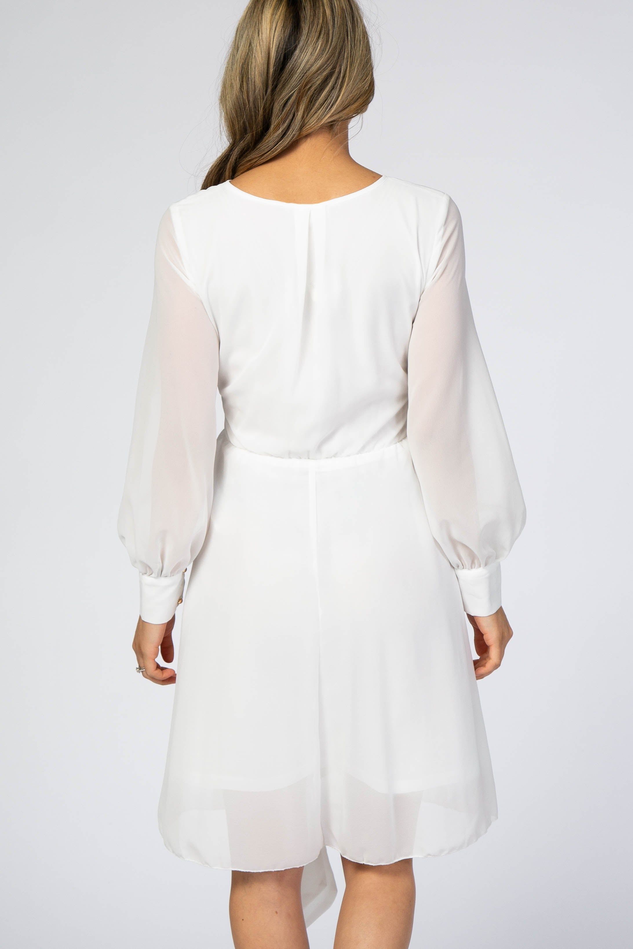 White Chiffon Wrap Dress sold by Pinkblush product image thumbnail 3