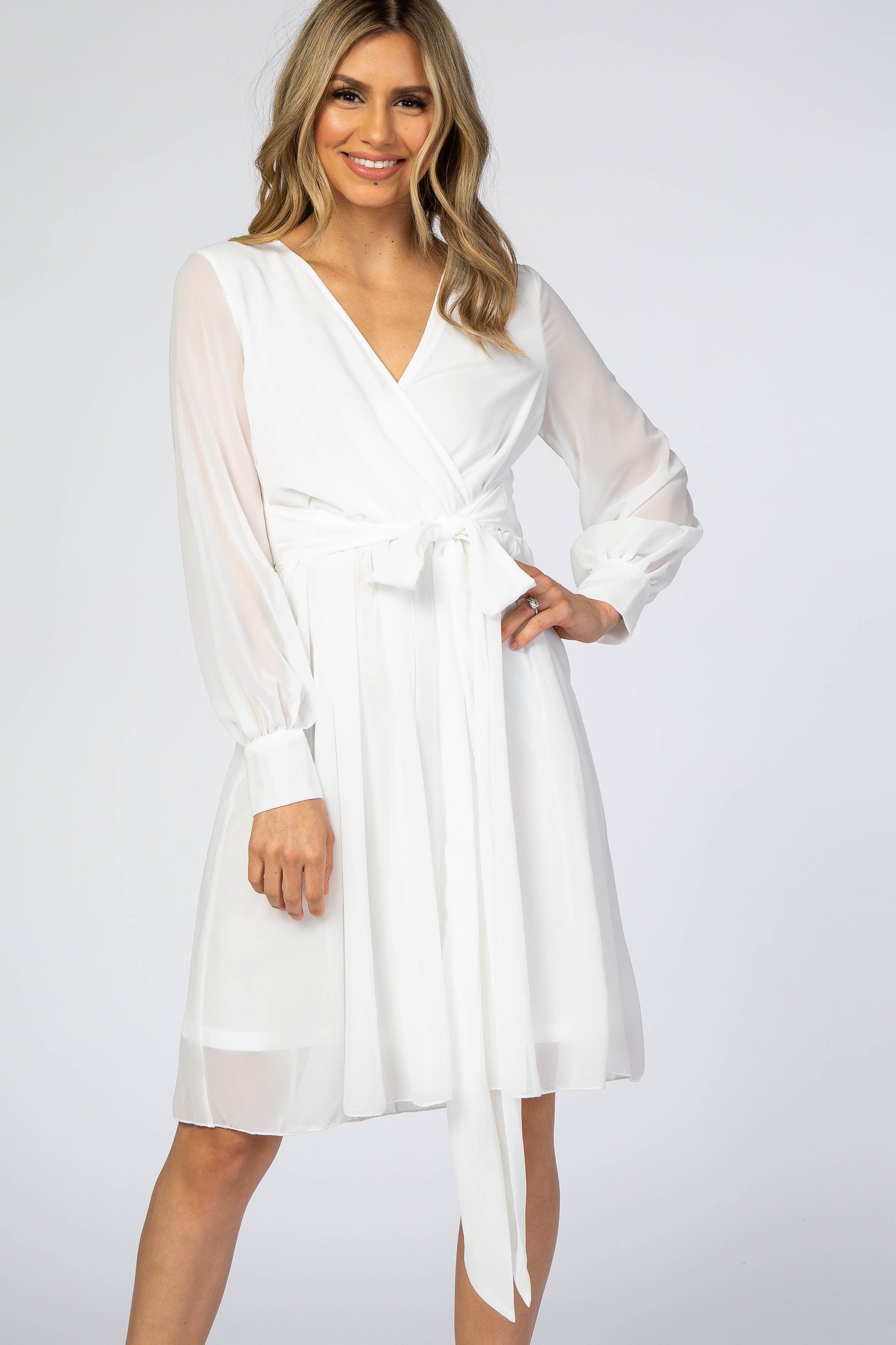 White Chiffon Wrap Dress sold by Pinkblush product image thumbnail 4