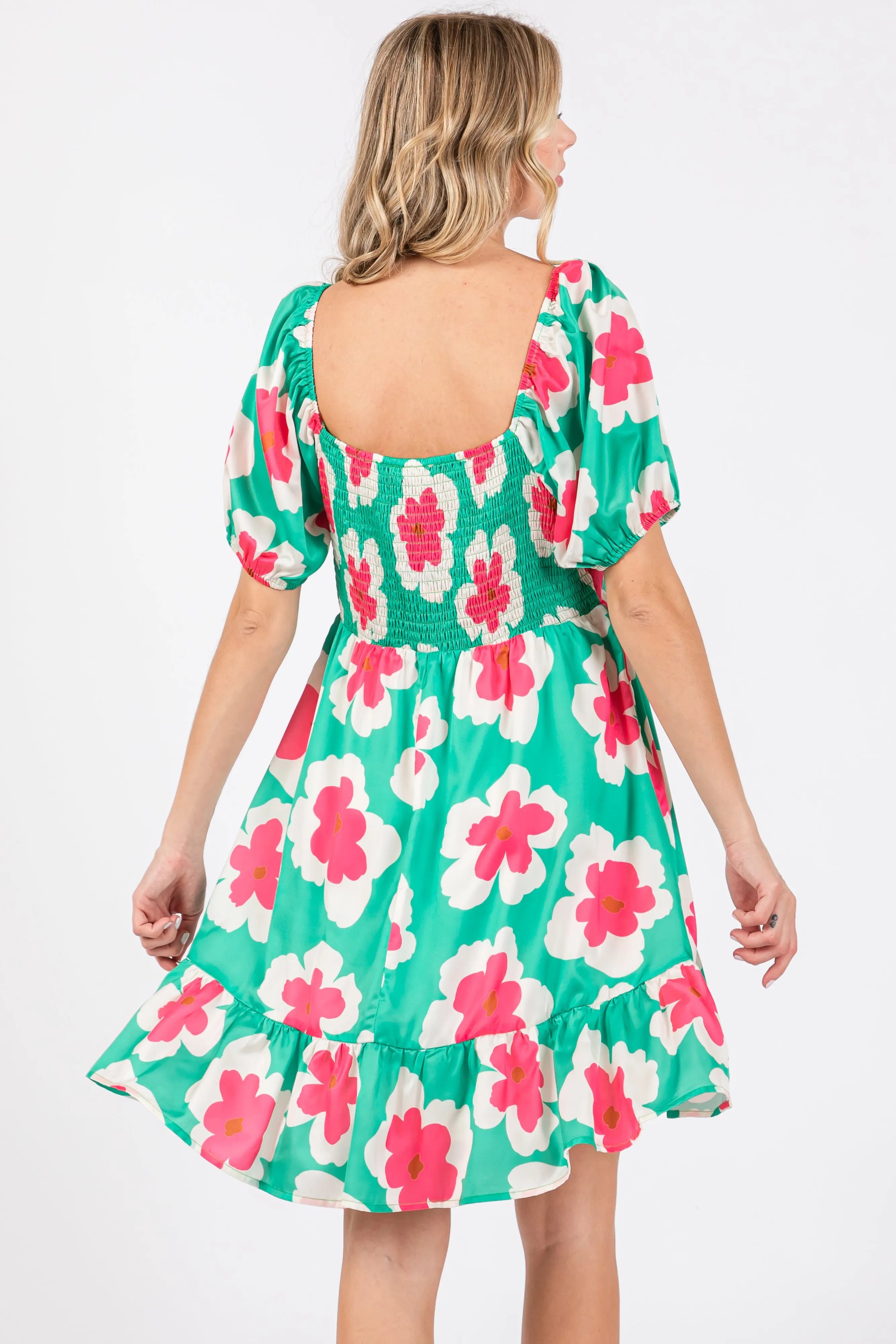 Green Floral Ruffle Hem Dress sold by Pinkblush product image thumbnail 4