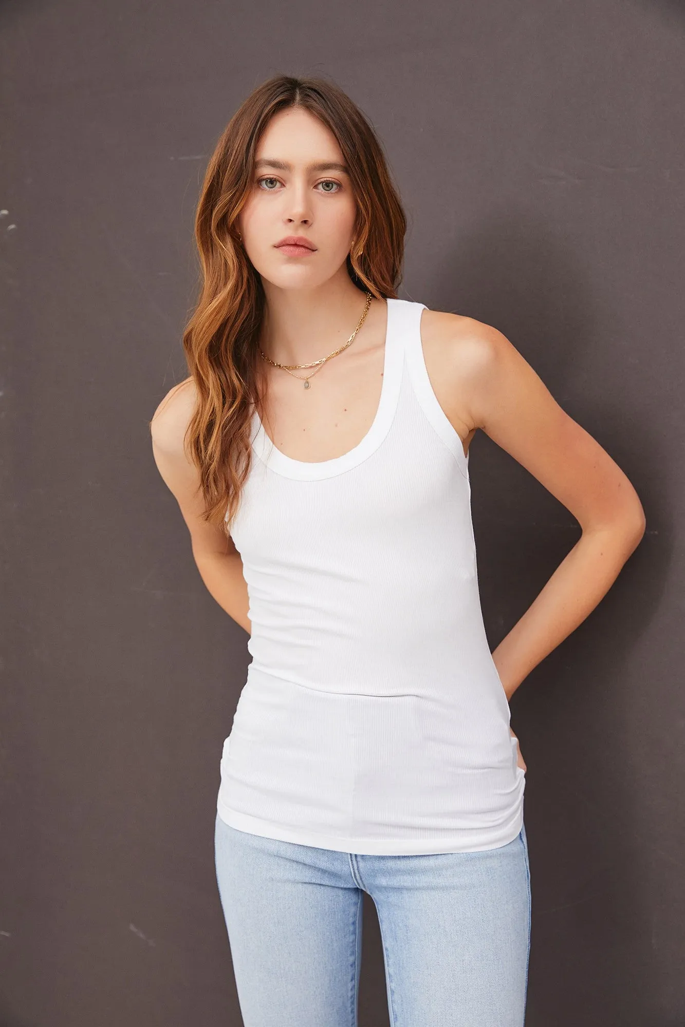White Sleeveless Ribbed Top sold by Pinkblush