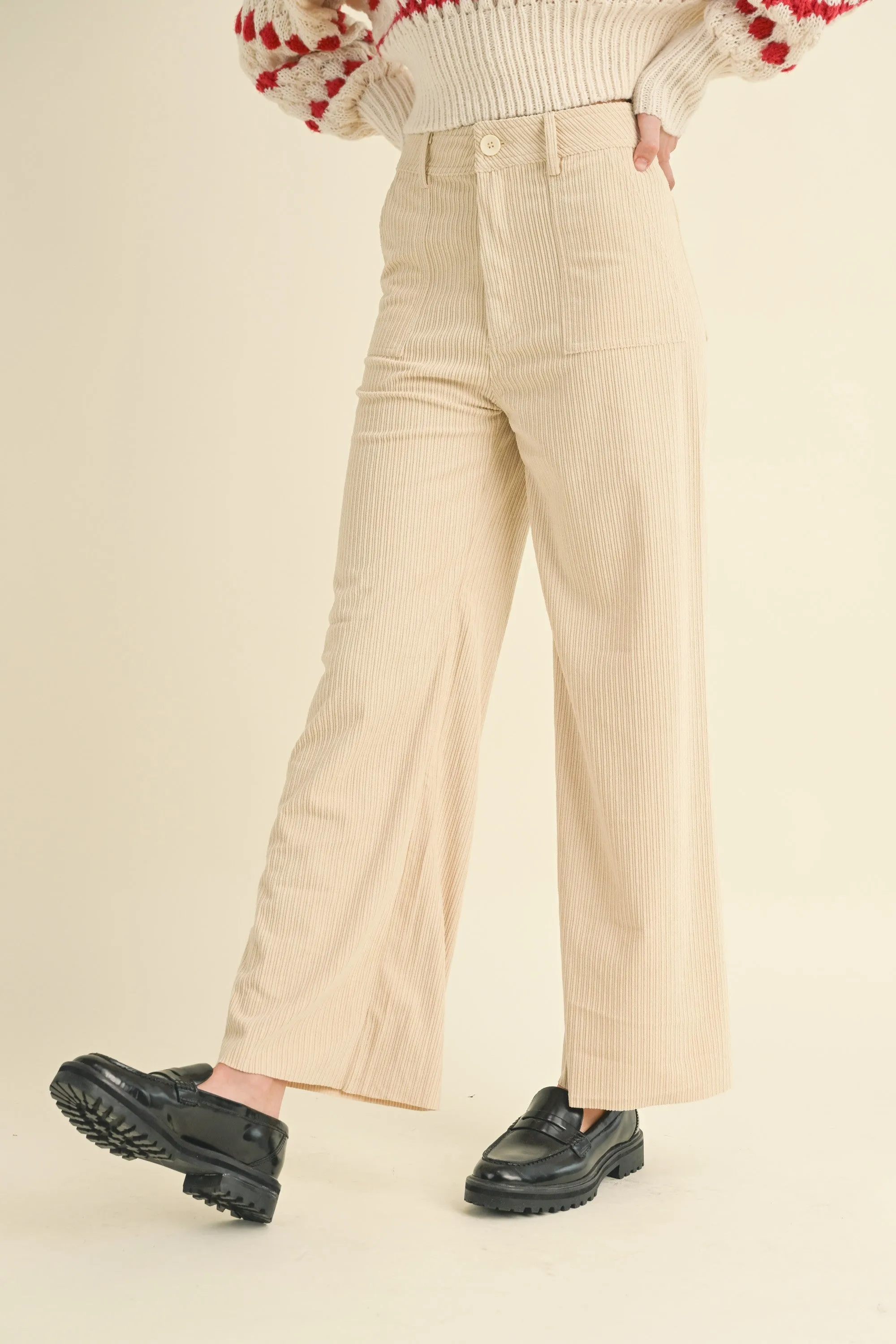 Beige Mixed Corduroy With Pocket Pants sold by Pinkblush product image thumbnail 3