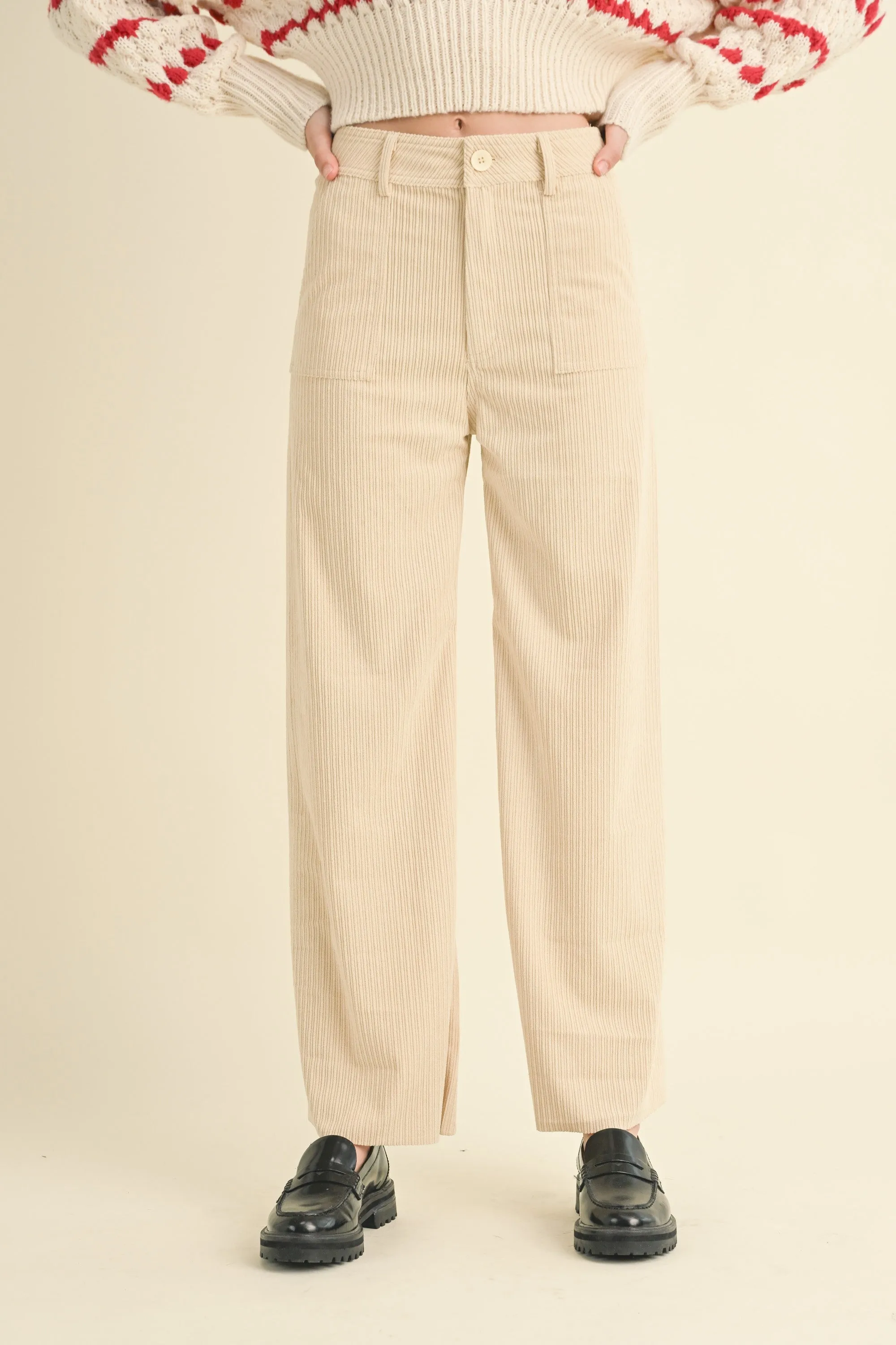 Beige Mixed Corduroy With Pocket Pants sold by Pinkblush product image thumbnail 2