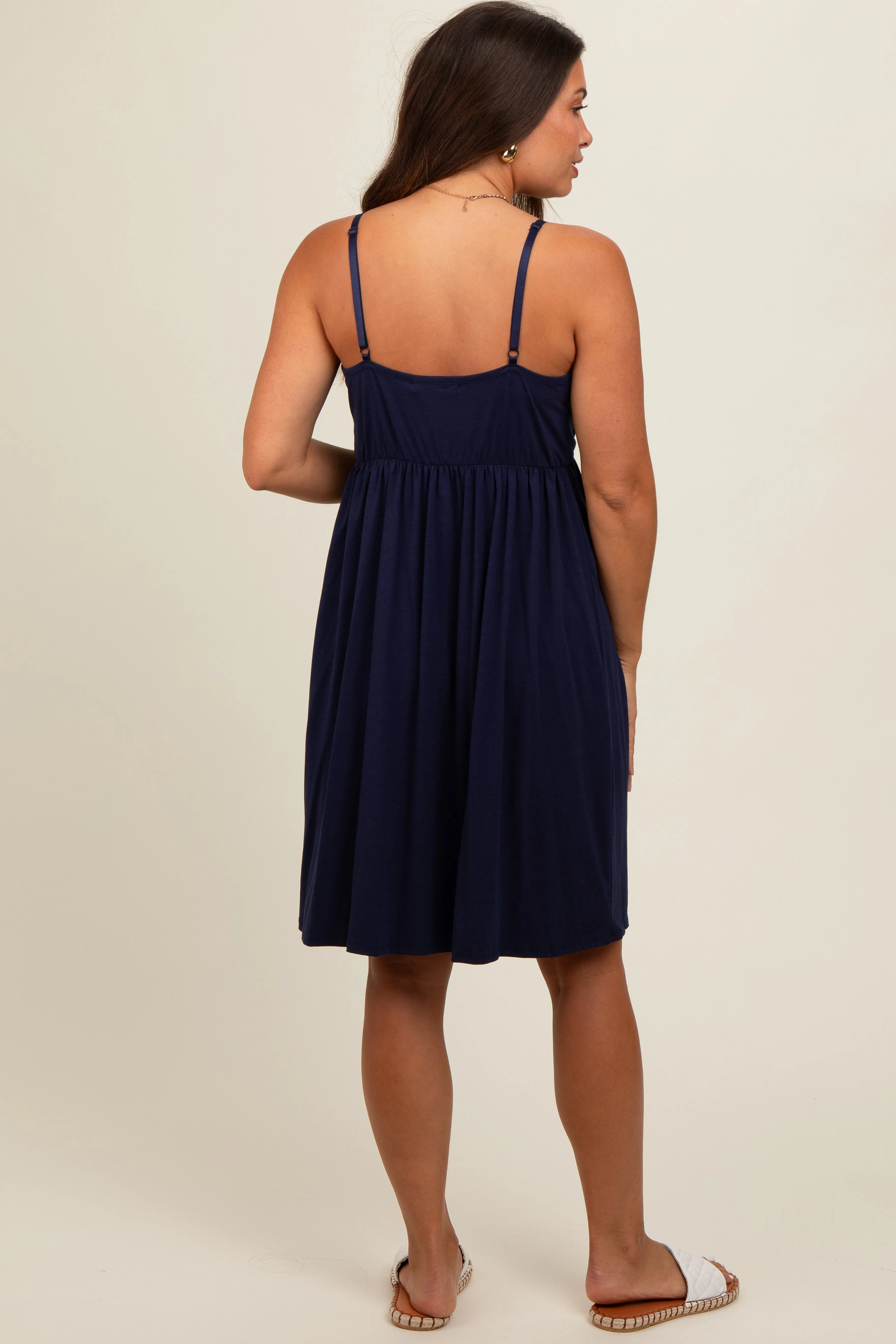 Navy Drop Front Maternity Nursing Dress sold by Pinkblush product image thumbnail 4
