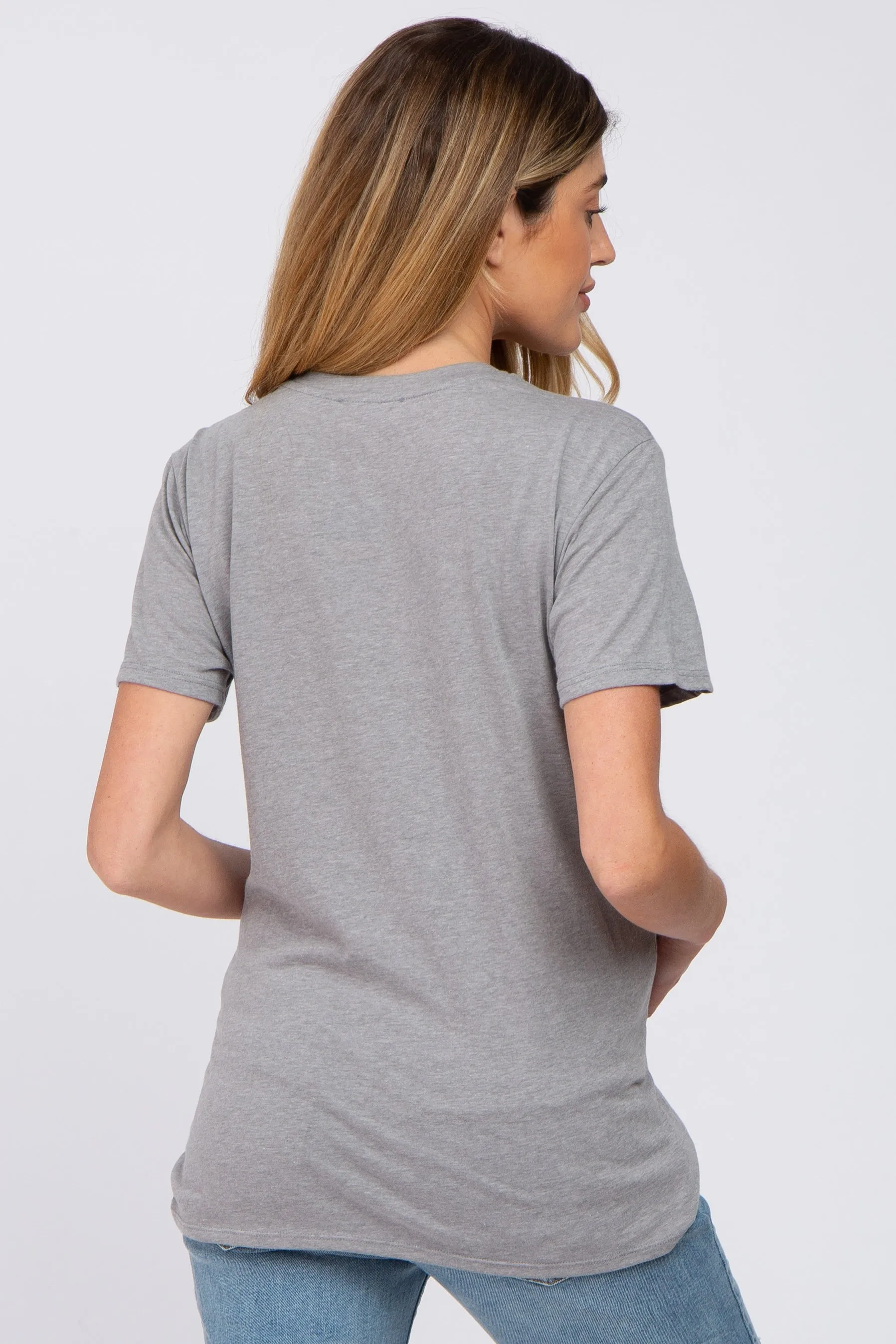 Heather Grey Oversized Short Sleeve Maternity Top sold by Pinkblush product image thumbnail 3