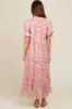 Light Pink Floral Front Tie Button Up Maternity Maxi Dress sold by Pinkblush