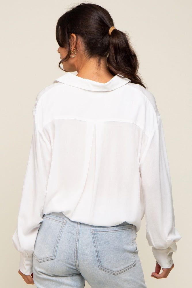 White Collared Button Down Knotted Shirt sold by Pinkblush product image thumbnail 3