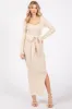 Cream Rib Knit Long Sleeve Maternity Maxi Dress sold by Pinkblush
