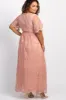 PinkBlush Light Pink Lace Mesh Overlay Plus Maternity Maxi Dress sold by Pinkblush